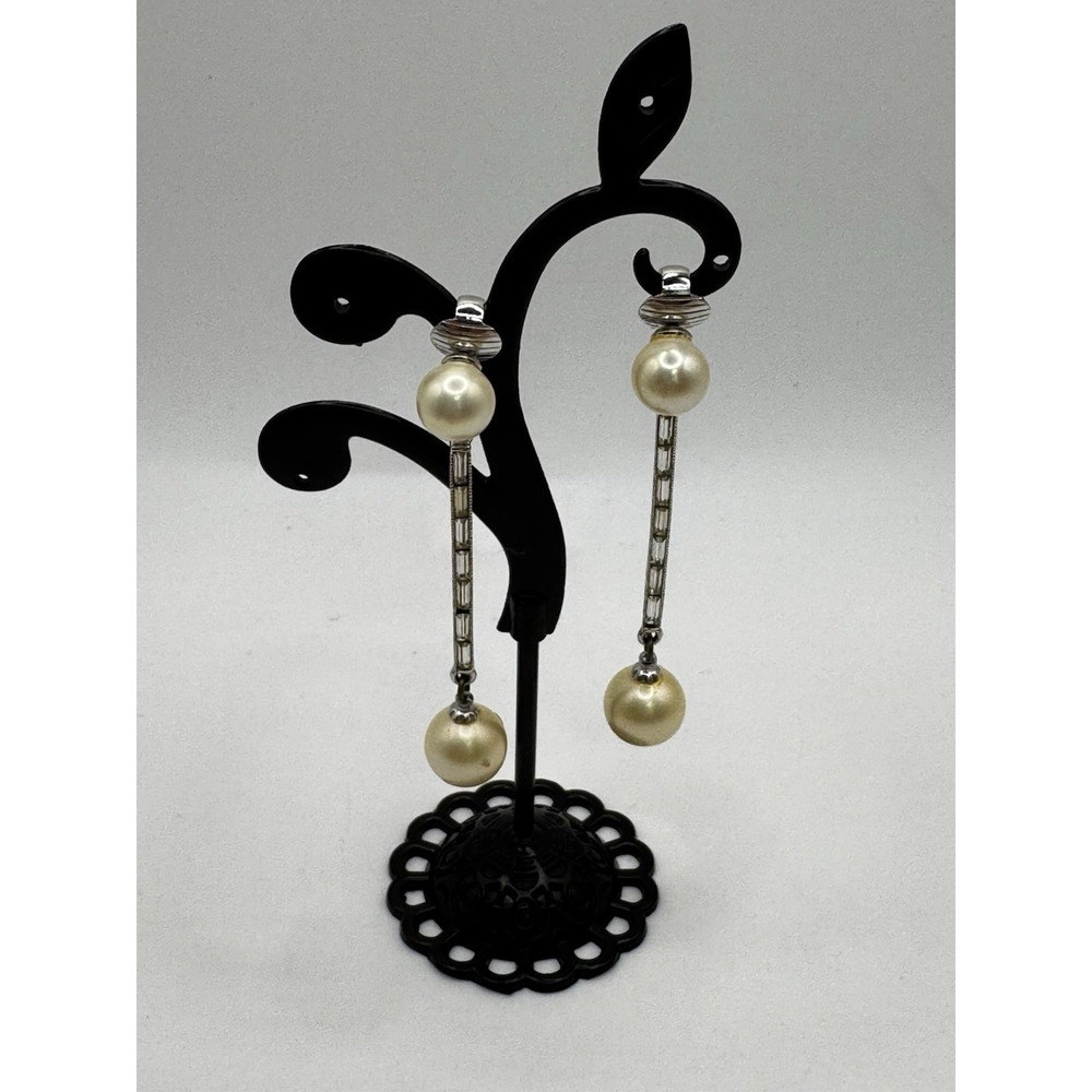 Vintage Graziano Faux Pearl Drop Clip On Earrings